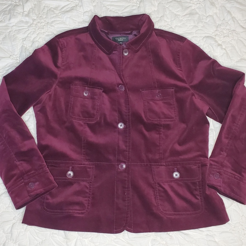 Talbots Plum Velour 4 Button Jacket